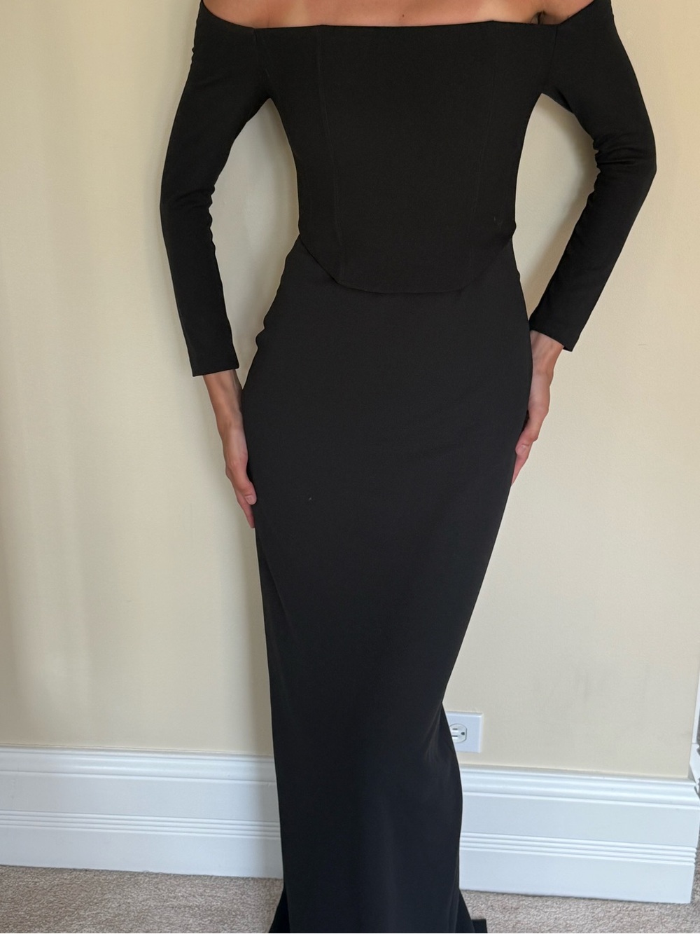 Off-Shoulder Black Evening Gown